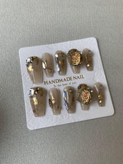 Hazelnut Latte Handmade Nude Press-On Nails for Everyday Wear