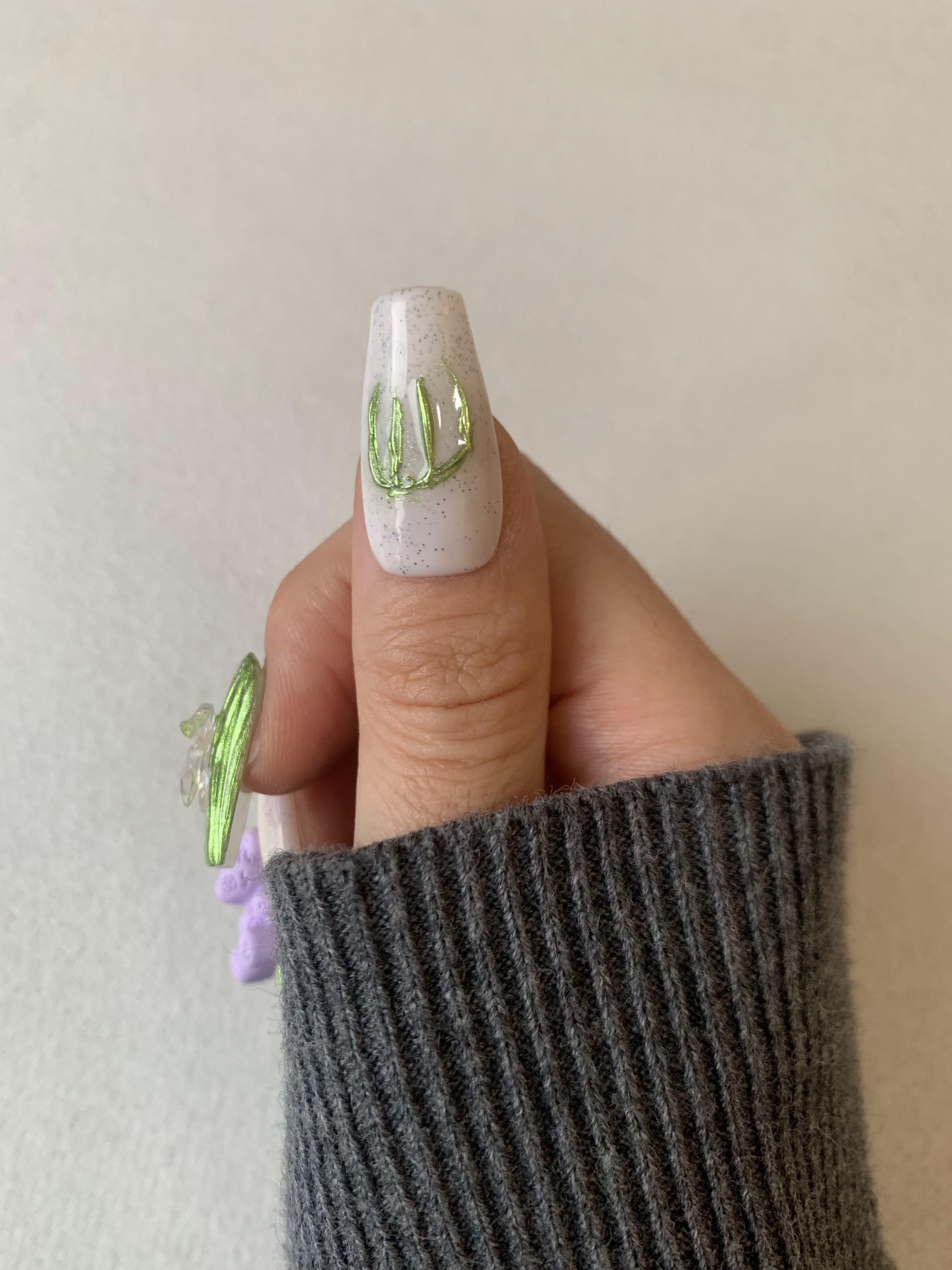 Fairy Forest Green Handmade Press-On Nails