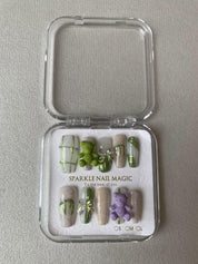 Fairy Forest Green Handmade Press-On Nails