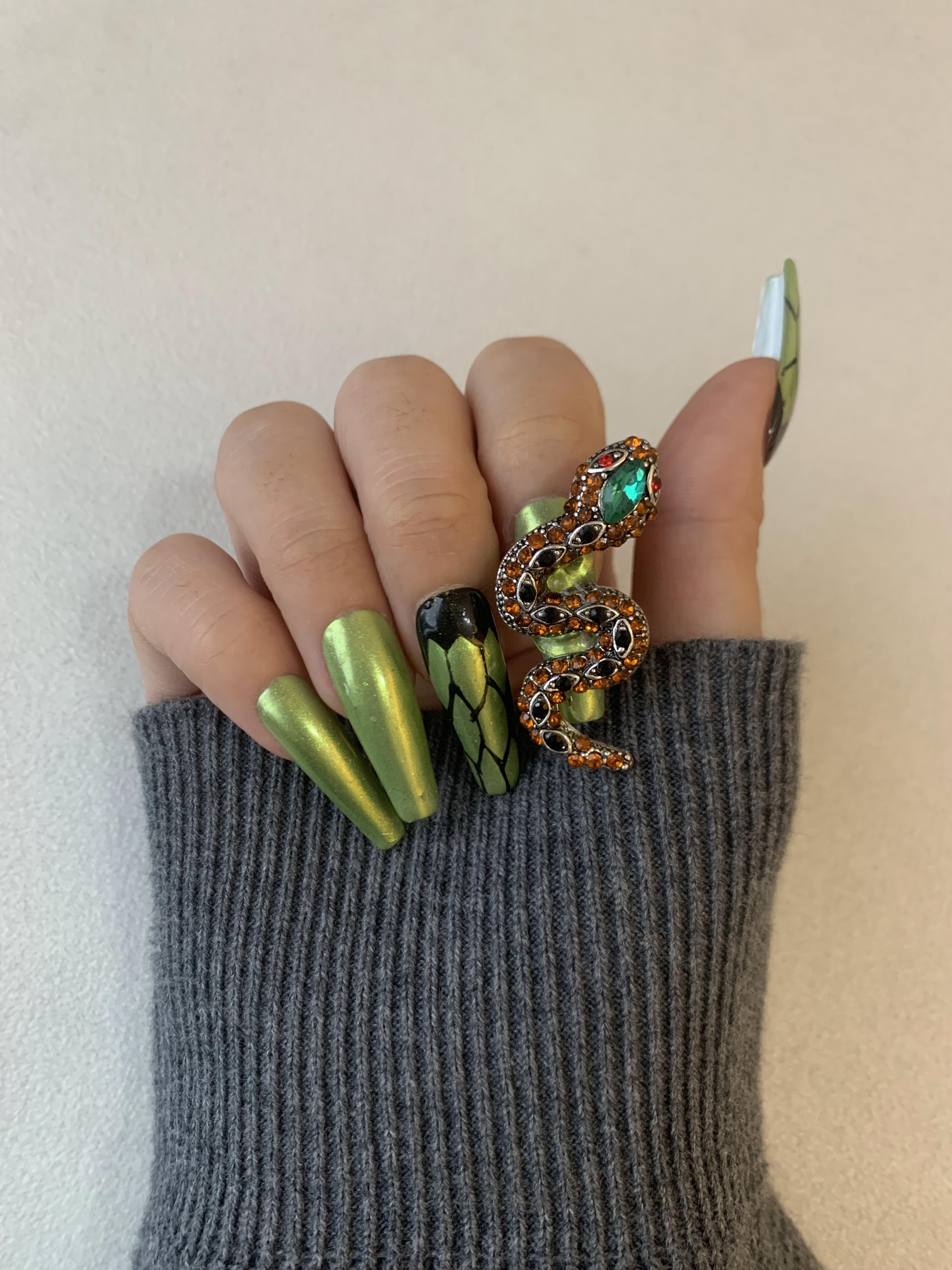 Enigmatic Goddess Luxury Handmade Press-On Nails for Special Events