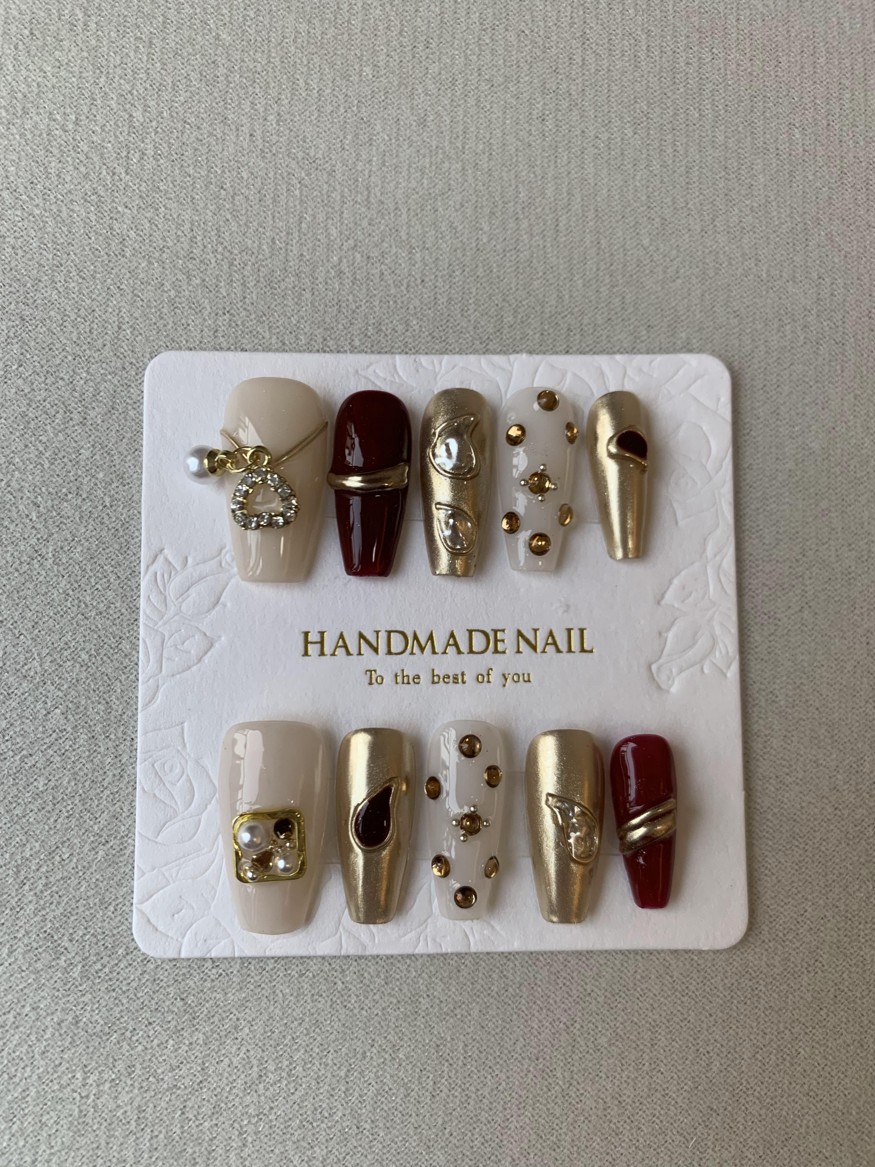 Cleopatra VII Handmade Luxury Gold Press-On Nails for Parties