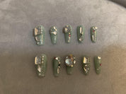 Emerald Envy Green Handmade Press-On Nails for Statement Looks