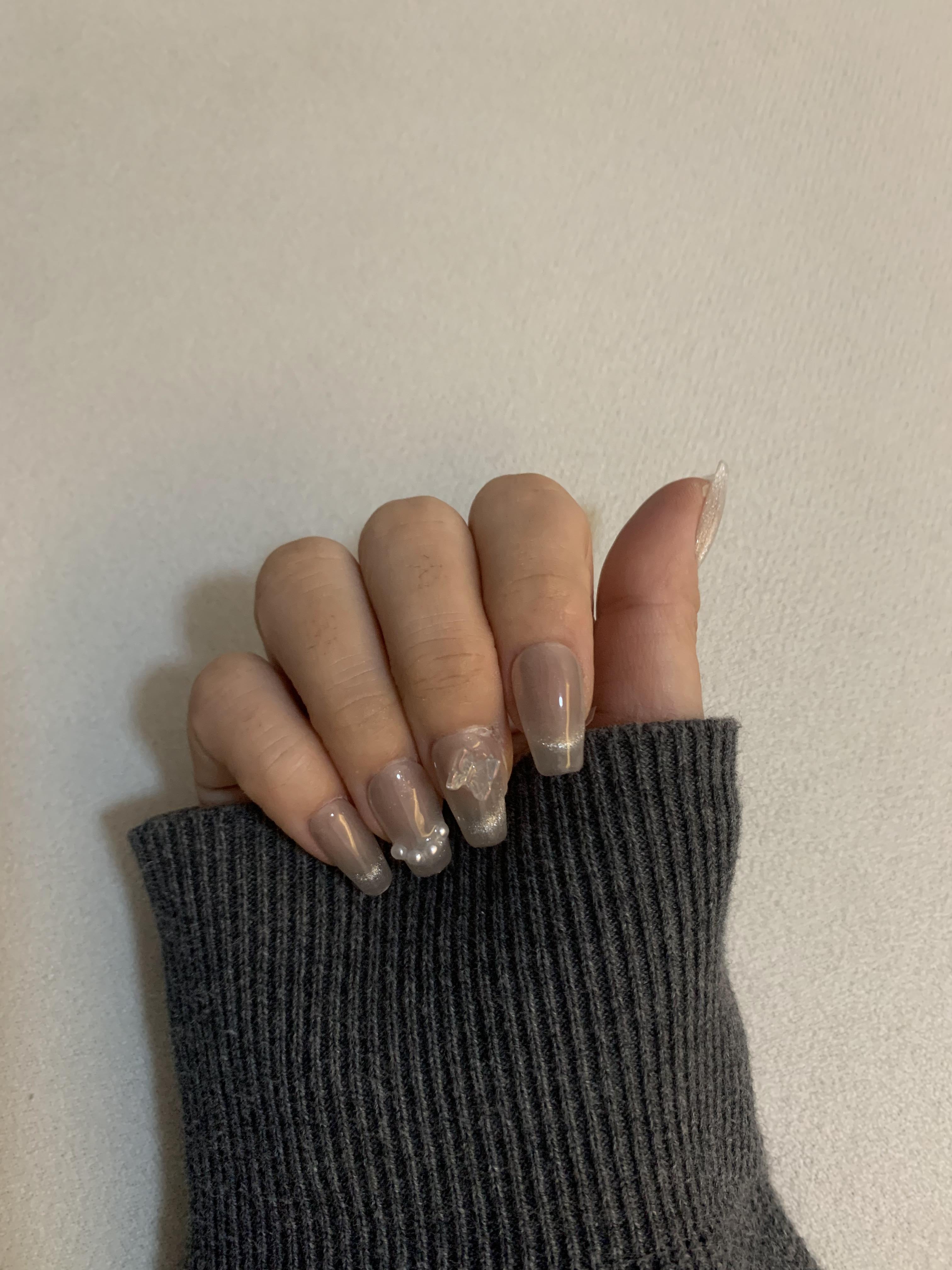 Hazy Gray Handmade Gray Press-On Nails for Minimalist Looks