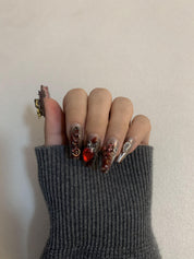 Flame Kiss Red Handmade Press-On Nails for Bold Date Night
