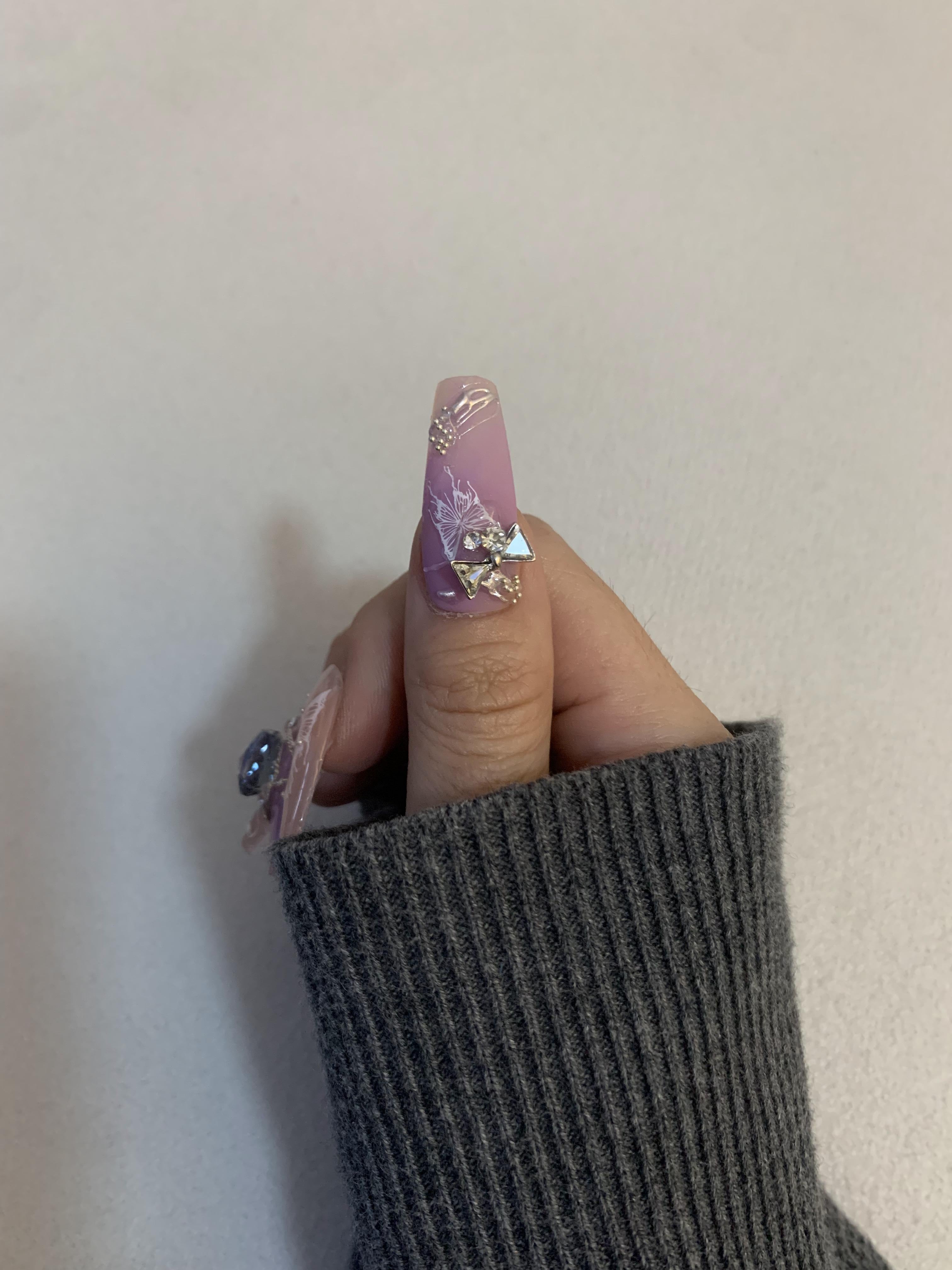Twilight Purple Handmade Press-On Nails for Evening Glam