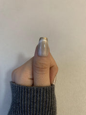 Moonlit Mist Gray Handmade Press-On Nails for Soft Evening Looks