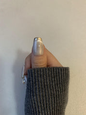 Moonlit Mist Gray Handmade Press-On Nails for Soft Evening Looks