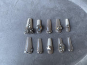 Snowflake Sparkle White Handmade Press-On Nails for Winter Looks
