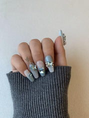Skyline Blue Handmade Press-On Nails for Fresh Daily Style