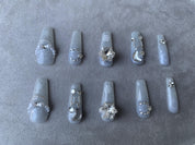 Wave Dance Blue Handmade Press-On Nails for Beach Vacation