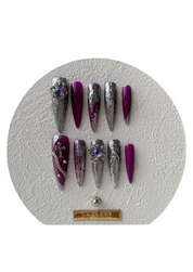 Violet Night Purple Handmade Press-On Nails for Evening Glam