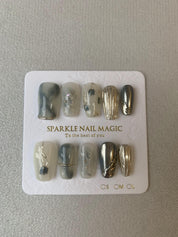 Blue Roses Elegant Press-On Nails for Weddings
